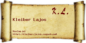 Kleiber Lajos névjegykártya